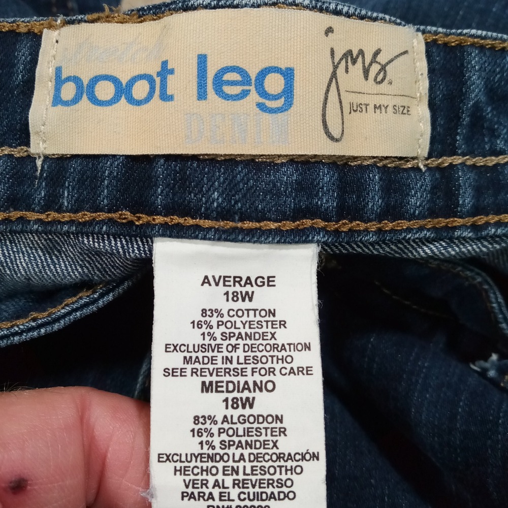 Just My Size Women 18W Average Bootcut Jeans Dark Wash Stretch Denim Indigo - Picture 2 of 9